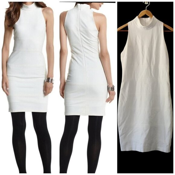 White House Black Market Head Turning Sheath White Mini Dress size 4 Career - Picture 1 of 11